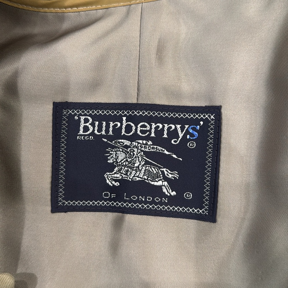 VINTAGE Burberry mens 48 tan cotton blend classic belted trench overcoat - Picture 7 of 11